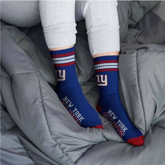 New York Giants Mens 4 Stripe Deuce NFL Team Crew Socks Large - Picture 3 of 6